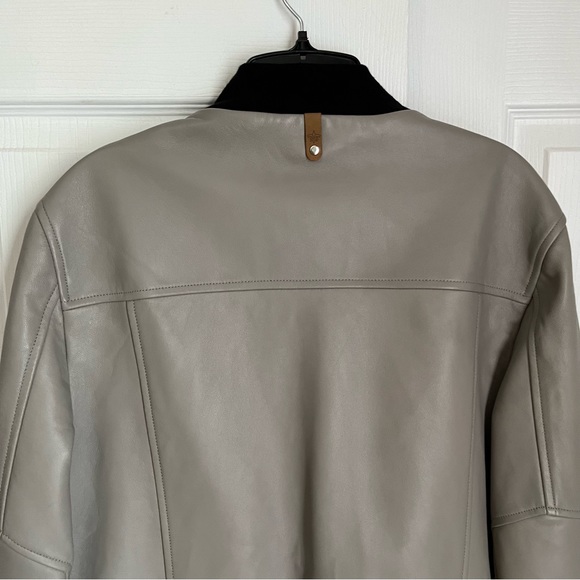 ⭐️HP⭐️MACKAGE GREY LAMBSKIN LEATHER BOMBER JACKET - Picture 5 of 16